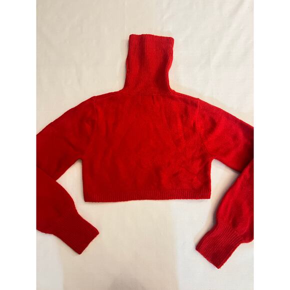 Olivia Jade x Princess Polly Crop Sweater Womens 4" Knit Turtleneck Pullover Red - Picture 2 of 8